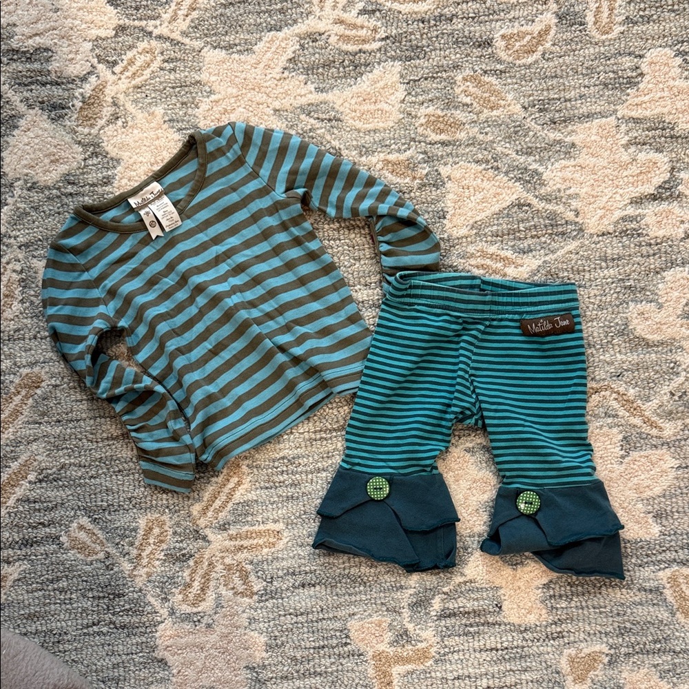 Striped Blue and Brown Toddler Outfit